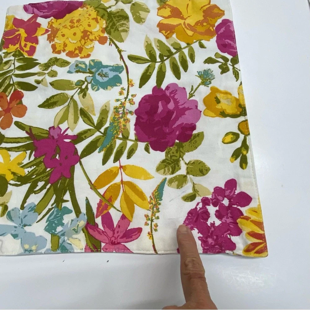 Envogue Placemats Set of 4 Floral Cotton 14X14 Double Sided Summer Multicolored